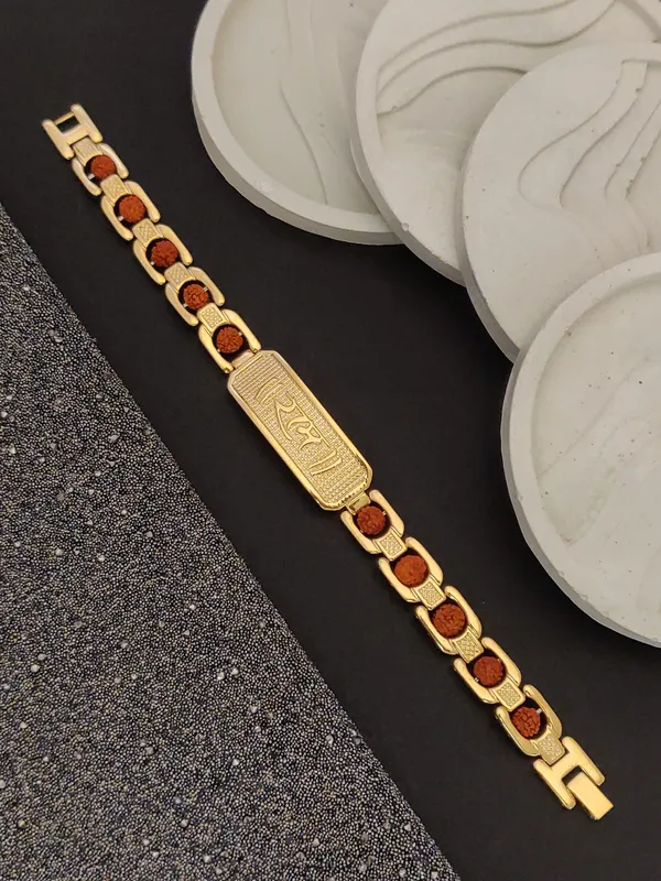 Gold_Plated__Ram_Natural_Rudraksh_Bracelet_For_Male