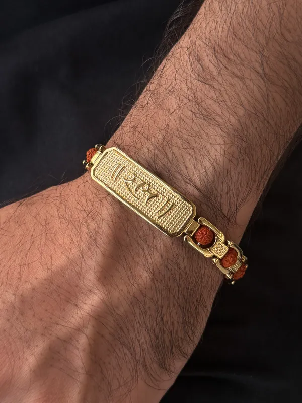 Gold_Plated__Ram_Natural_Rudraksh_Bracelet_For_Male