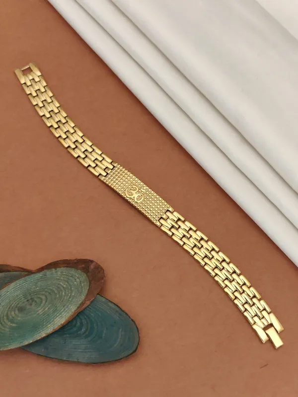 Gold_Plated__Texture_Ohm_Bracelet_For_Male