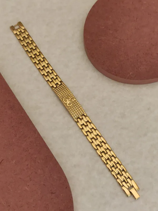 Gold_Plated__Texture_Ohm_Bracelet_For_Male