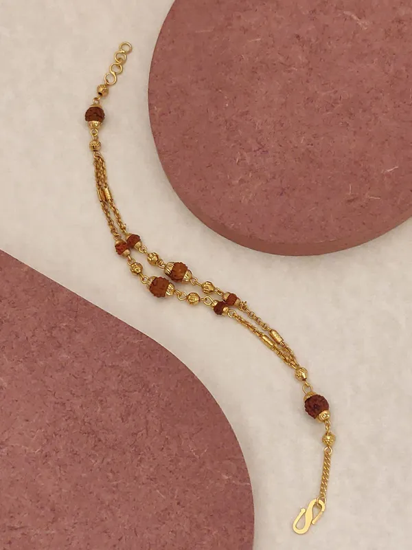 Gold_Plated_Designer_Natural_Rudraksh_Bracelet_&_Chain_For_Women