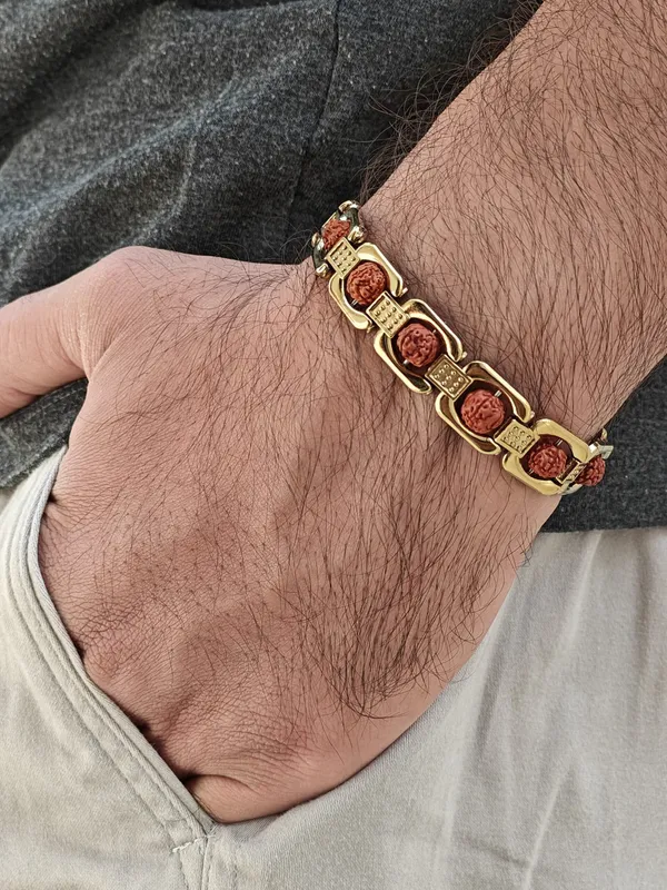 Gold_Plated_Combo_5_Mens_Natural_Rudraksh_Bracelets