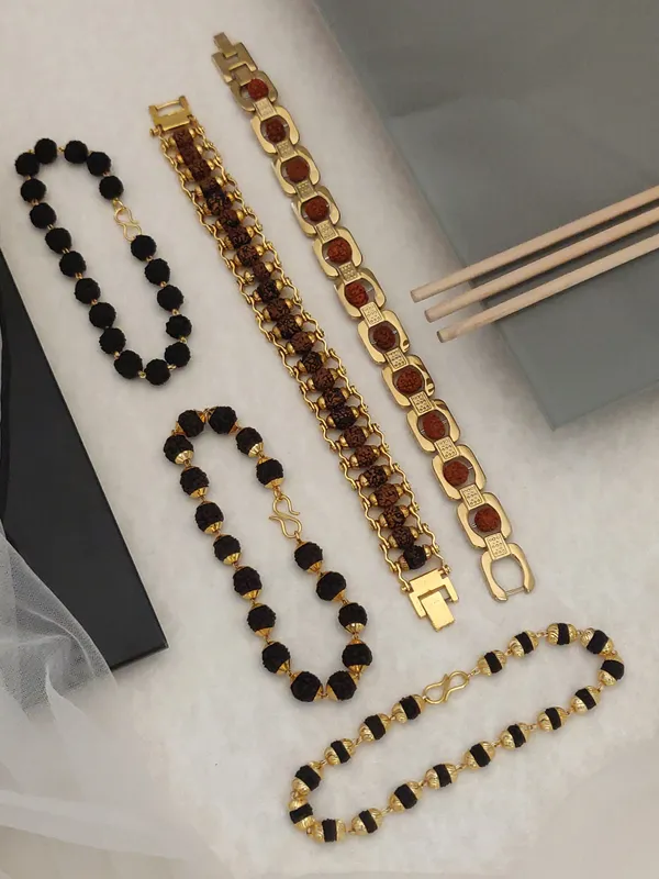 Gold_Plated_Combo_5_Mens_Natural_Rudraksh_Bracelets