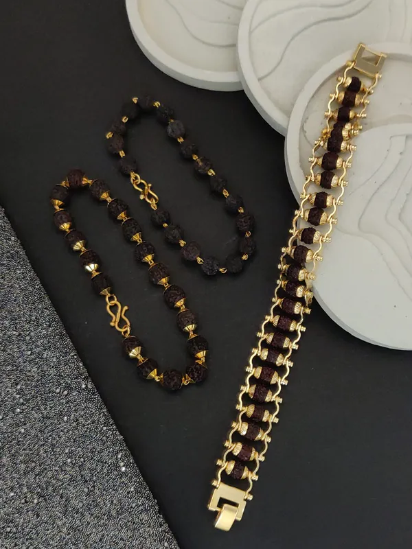 Gold_Plated__Combo_3_Mens_Natural_Rudraksh_Bracelets_For_Male
