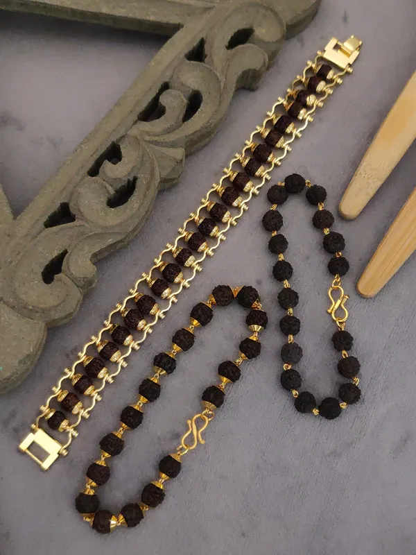 Gold_Plated__Combo_3_Mens_Natural_Rudraksh_Bracelets_For_Male