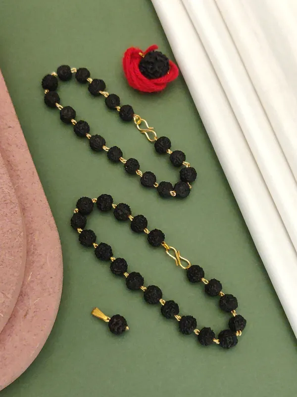 Regular_Black_2_Natural_Rudraksh_Bracelet_+_2_Pendants_For_Male_(Pack_Of_2)
