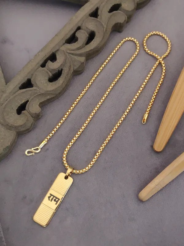 Gold_Plated__Ram_Pendant_&_Chain_For_Male_|__24K