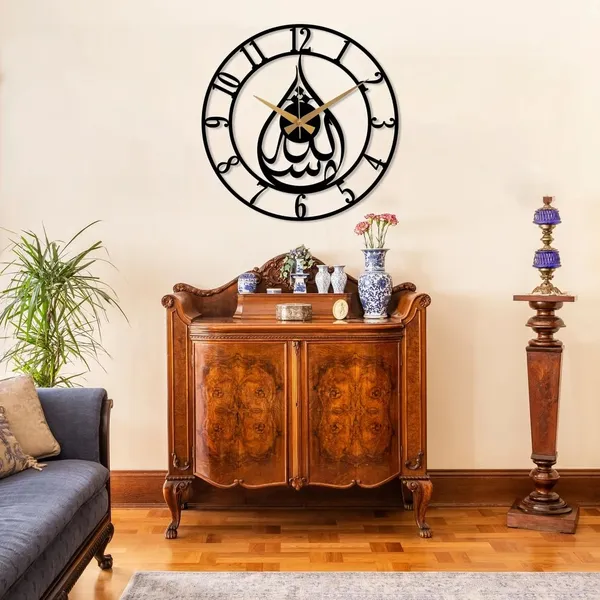 Mash_Allah_Islamic_Wall_Clock_|_Black_Heavy_Metal_Matte_Finish_Wall_Clock