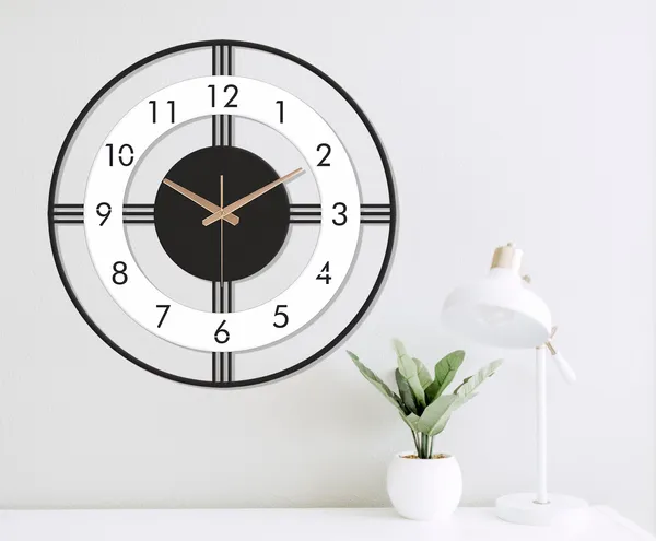 Black_And_White_Designer_Metal_Wall_Clock_For_Home/Office_&_Living_Room