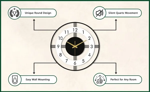 Black_And_White_Designer_Metal_Wall_Clock_For_Home/Office_&_Living_Room