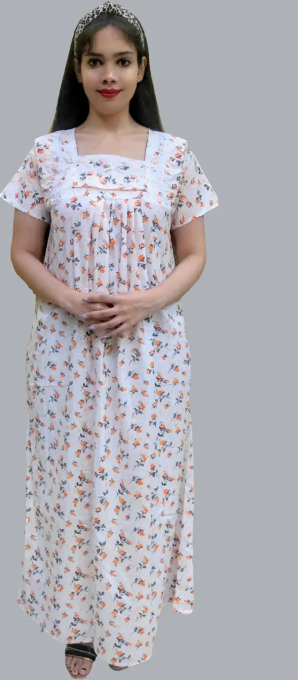 Cotton_Floral_Square_Neck_Night_Wear_For_Women