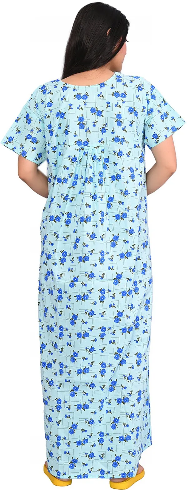 Cotton_Floral_Square_Neck_Night_Wear_For_Women
