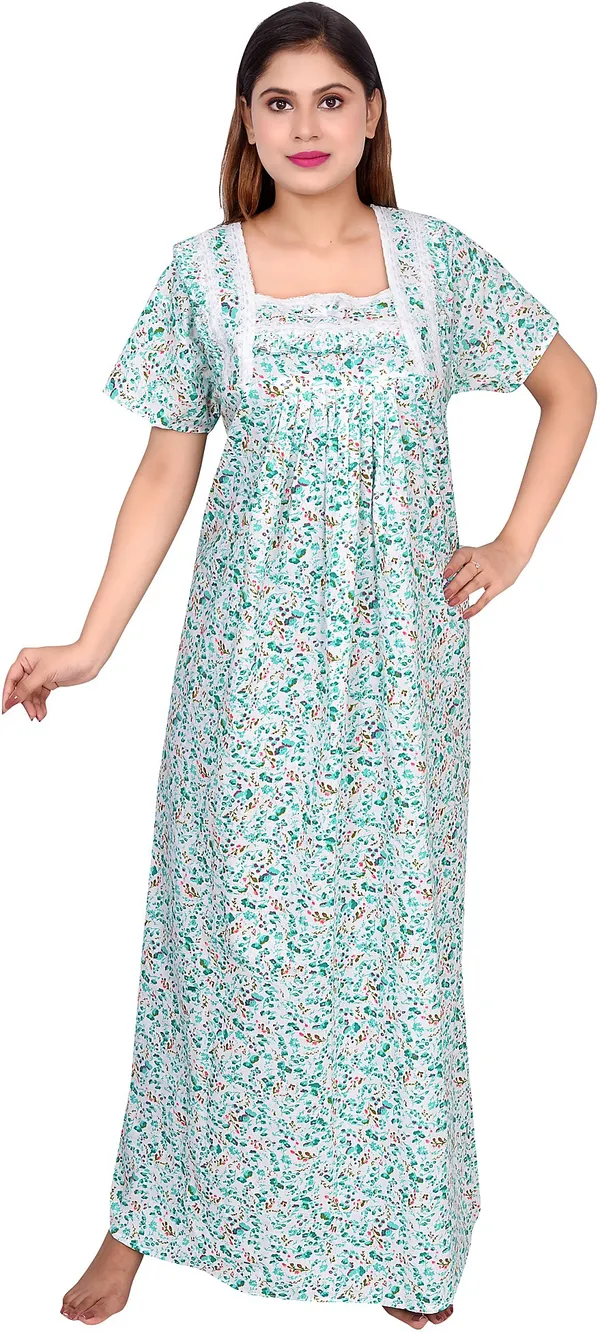 Cotton_Printed_Square_Neck_Night_Wear_For_Women
