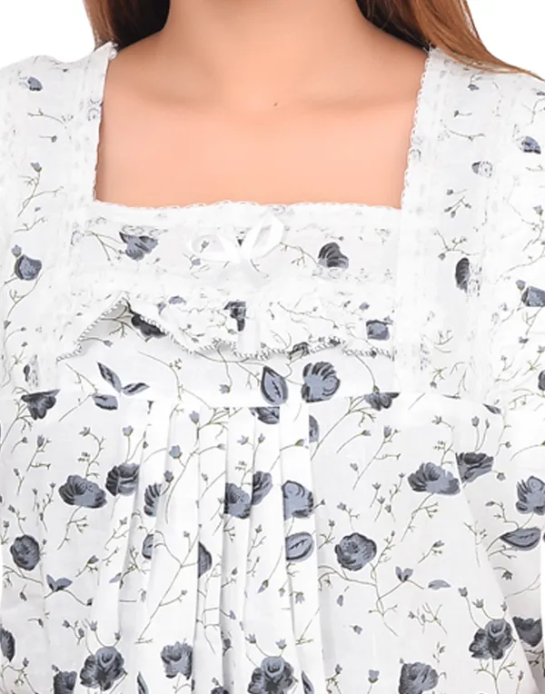 Pack_Of_2_-_Cotton_Printed::Floral_Square_Neck_Night_Wear_For_Women