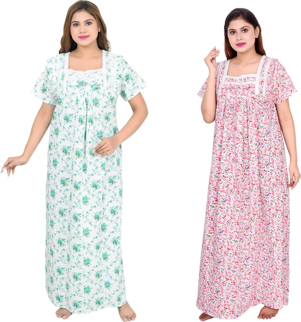 Pack_Of_2_-_Cotton_Floral_Square_Neck_Night_Wear_Set_For_Women