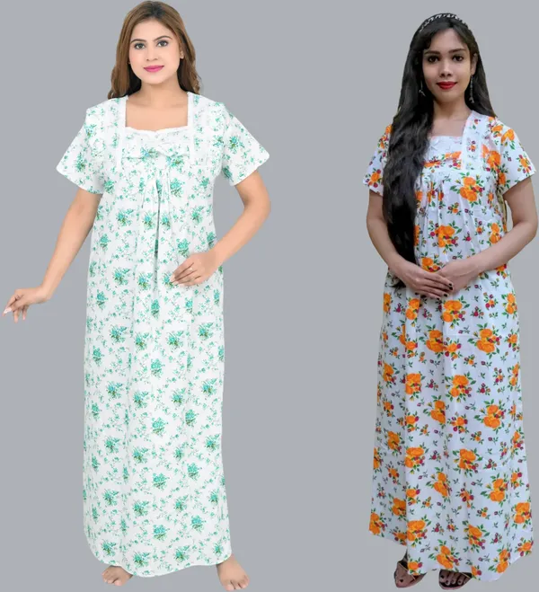 Pack_Of_2_-_Cotton_Floral_Square_Neck_Night_Wear_For_Women