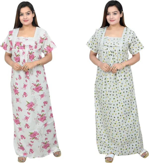 Pack_Of_2_-_Cotton_Floral_Square_Neck_Night_Wear_For_Women