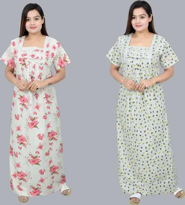 Pack_Of_2_-_Cotton_Floral_Square_Neck_Night_Wear_For_Women