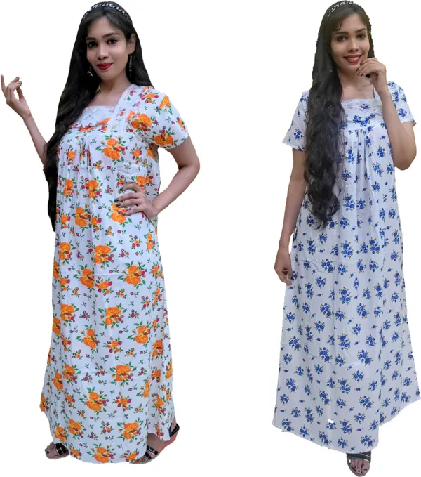 Pack_Of_2_-_Cotton_Floral_Square_Neck_Night_Wear_For_Women