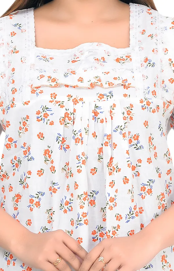 Pack_Of_2_-_White_Cotton_Floral_Square_Neck_Night_Wear_For_Women