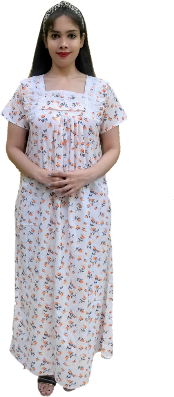 Cotton_Floral_Square_Neck_Night_Wear_For_Women