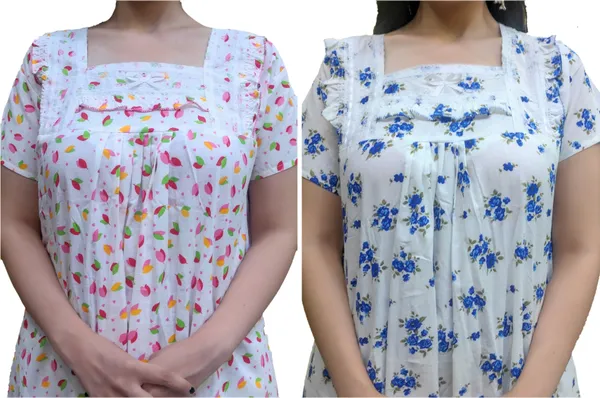 Pack_Of_2_-_Cotton_Floral_Square_Neck_Night_Wear_For_Women