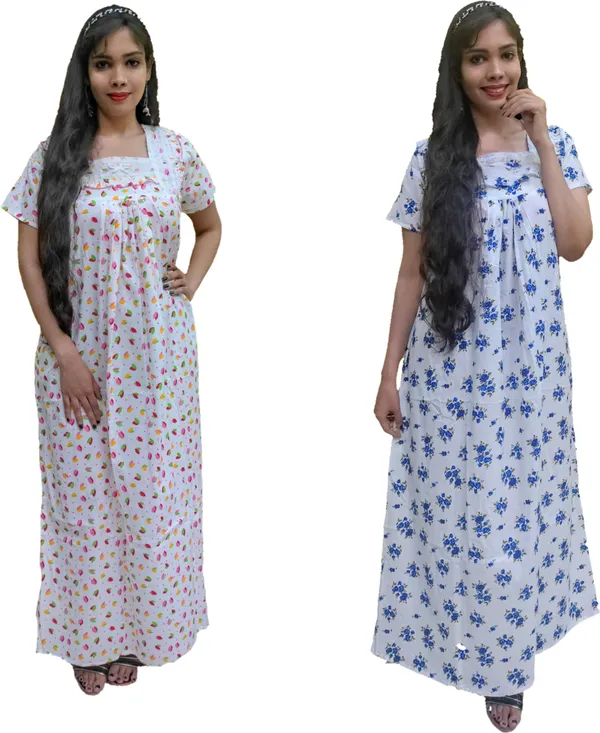 Pack_Of_2_-_Cotton_Floral_Square_Neck_Night_Wear_For_Women