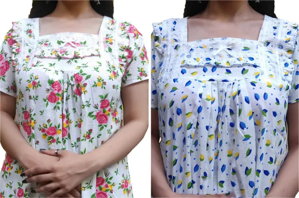 Pack_Of_2_-_Cotton_Floral_Square_Neck_Night_Wear_For_Women