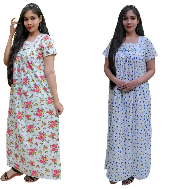 Pack_Of_2_-_Cotton_Floral_Square_Neck_Night_Wear_For_Women