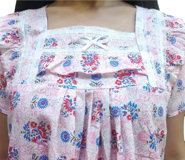 Cotton_Floral_Square_Neck_Night_Wear_For_Women