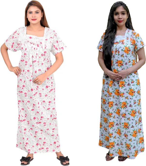 Pack_Of_2_-_Cotton_Floral_Square_Neck_Night_Wear_Set_For_Women