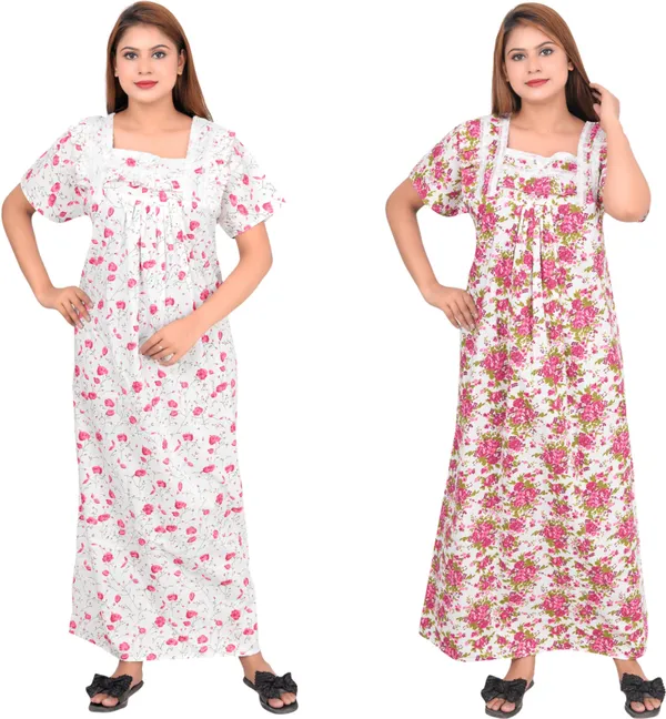 Pack_Of_2_-_Cotton_Floral_Square_Neck_Night_Wear_Set_For_Women