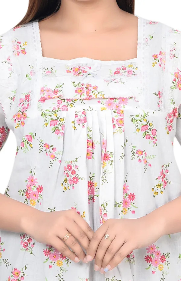 Pack_Of_2_-_Cotton_Printed::Floral_Square_Neck_Night_Wear_For_Women