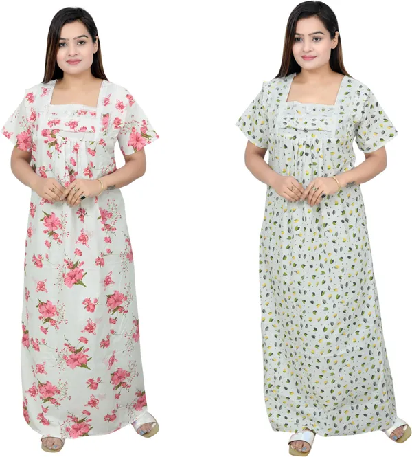 Pack_Of_2_-_Cotton_Floral_Square_Neck_Night_Wear_For_Women