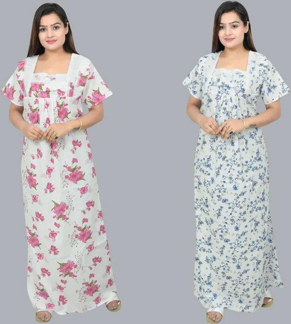 Pack_Of_2_-_Cotton_Floral_Square_Neck_Night_Wear_For_Women