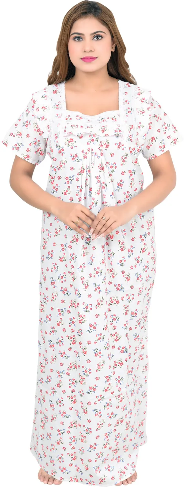 Cotton_Printed_Square_Neck_Night_Wear_For_Women
