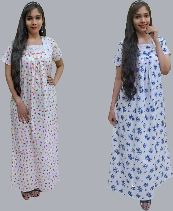 Pack_Of_2_-_Cotton_Floral_Square_Neck_Night_Wear_For_Women