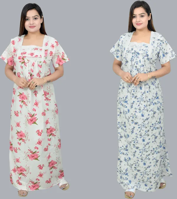 Pack_Of_2_-_Cotton_Floral_Square_Neck_Night_Wear_For_Women
