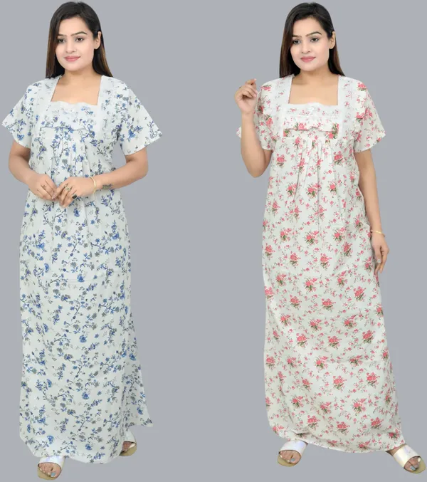 Pack_Of_2_-_Cotton_Floral_Square_Neck_Night_Wear_For_Women
