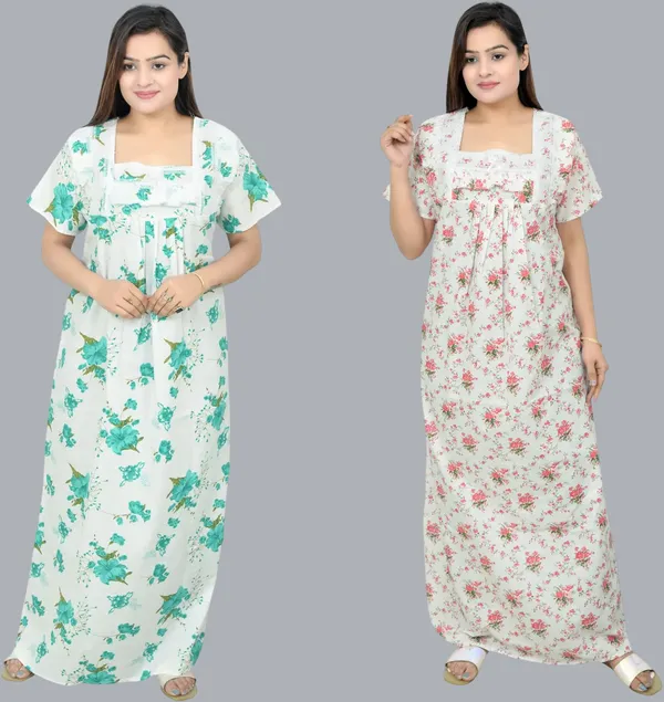 Pack_Of_2_-_Cotton_Floral_Square_Neck_Night_Wear_For_Women
