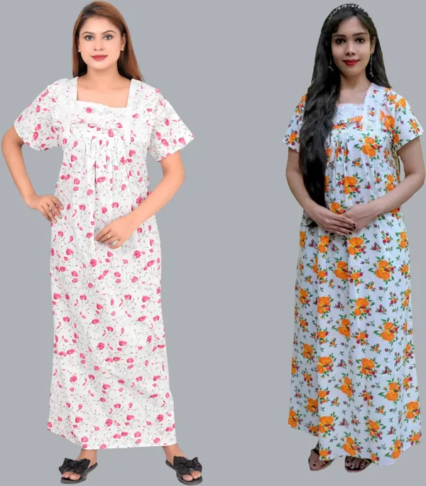 Pack_Of_2_-_Cotton_Floral_Square_Neck_Night_Wear_Set_For_Women