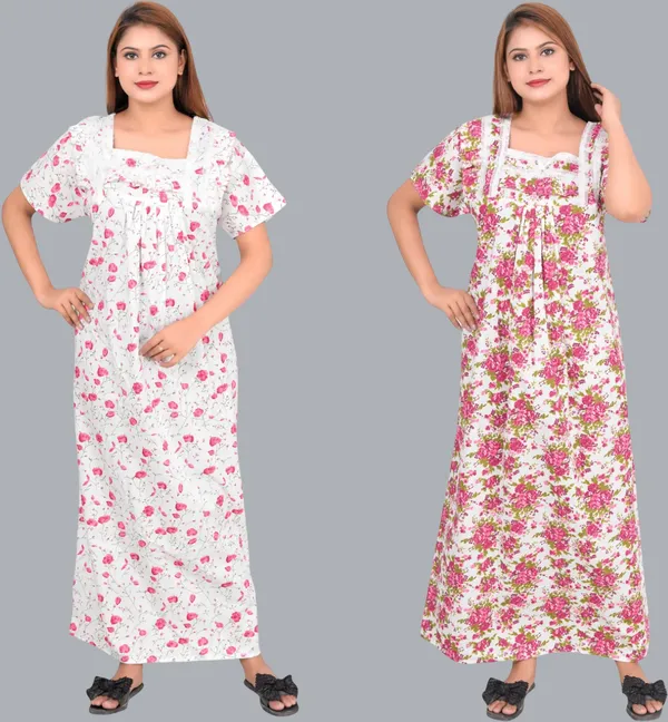 Pack_Of_2_-_Cotton_Floral_Square_Neck_Night_Wear_Set_For_Women
