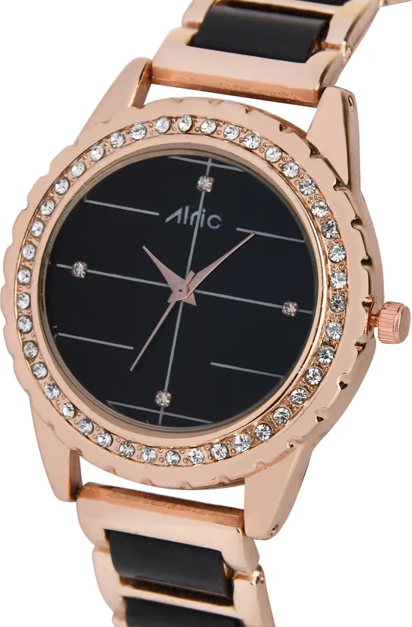 Rose_Gold_Regal_Stylish_Ladies_Watch_|_Glossy_Metallic_Finish_Dual_Strap_Watch_|_Analog_Quartz_with_Jewels_|_Dialmond_Studded_|_Trendy_Slim_Diall_|_Elegant_Watch_for_Women