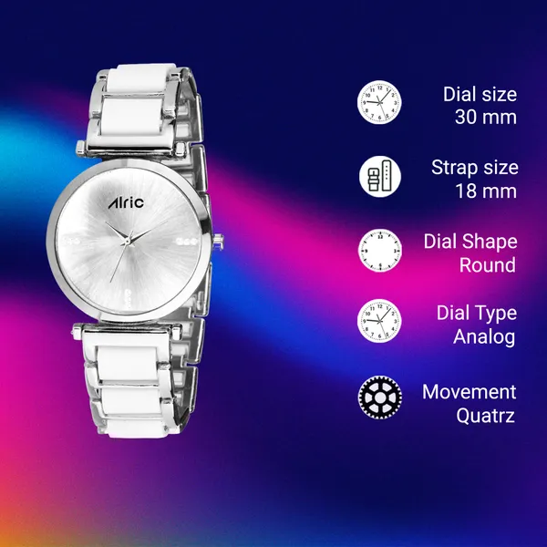 White_&_Silver_Round_Quartz_Analog_Wrist_Watch_For_Women_(13.6_Mm_Dial)