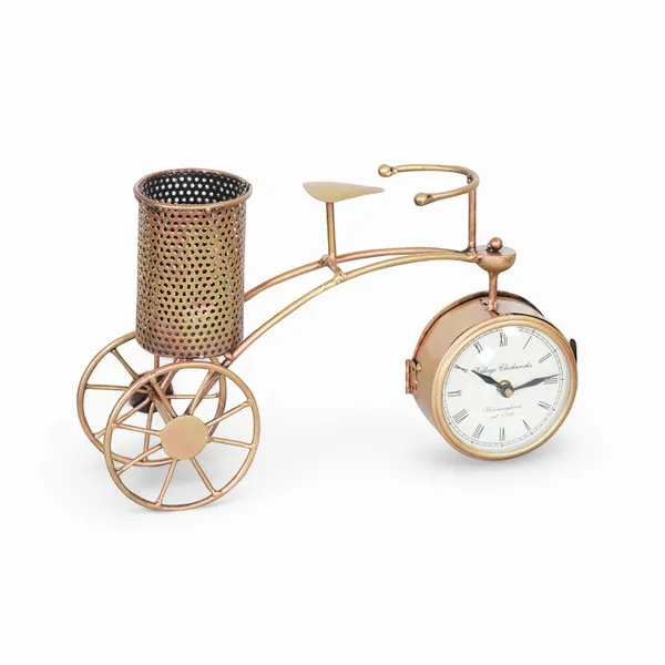 Multicolour_Vintage_Bicycle_Table_Clock_With_Pen_Stand