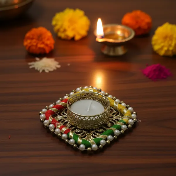 Set_of_4_Elephant_+_1_Square_Ring_Candle_Holder_|_Diya_Holder_with_Candles
