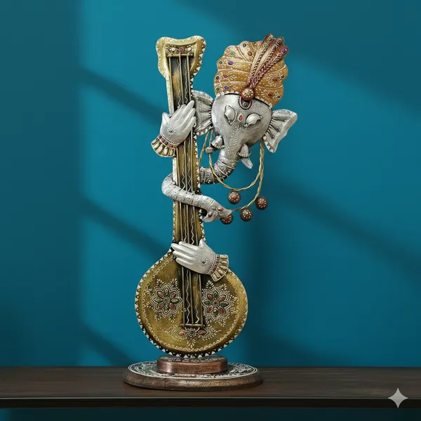 Multicolour_Lord_Ganesha_With_Guitar_Metal_Table_Decor_Showpiece