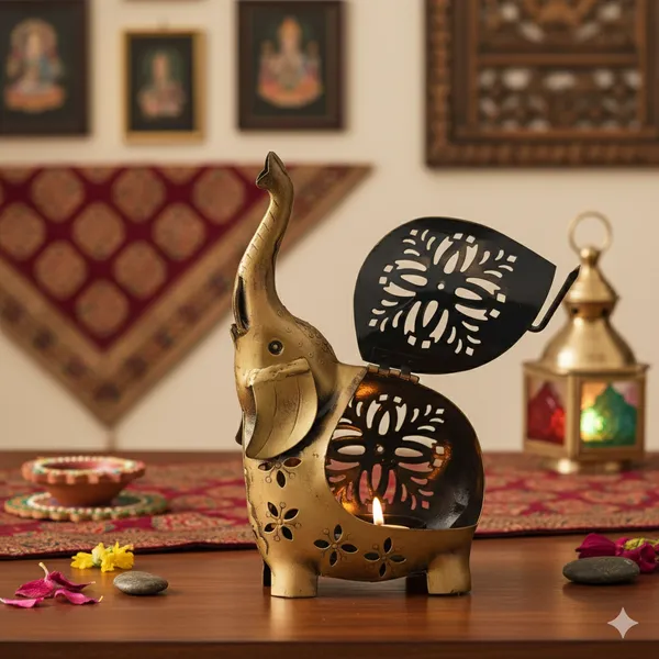 Multicolour_Metal_Elephant_Tealight_Candle_Holder_And_Showpiece