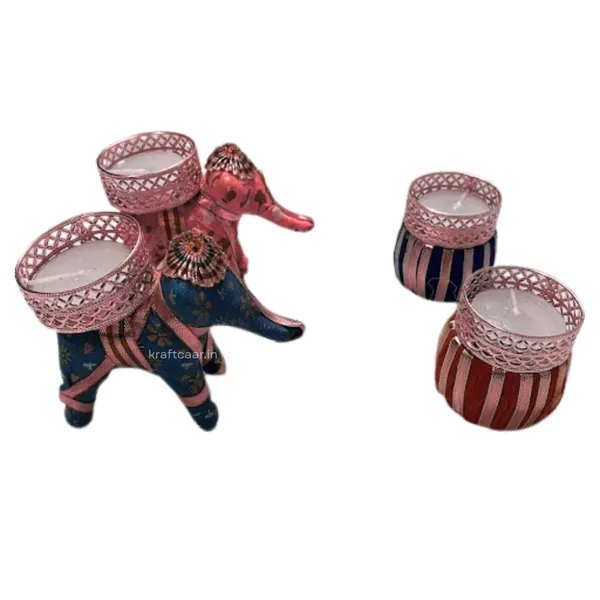 Set_of_2_Elephant_+_2_Matki_Candle_Holder_|_Diya_Holder