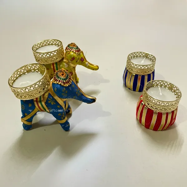 Set_of_2_Elephant_+_2_Matki_Candle_Holder_|_Diya_Holder
